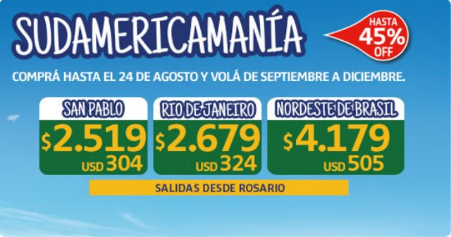 Oferta de Vuelos a Brasil desde Rosario Argentina con LAN