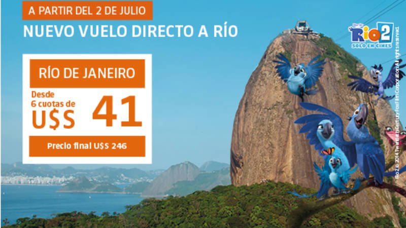 Nueva oferta para viajar a Brasil desde Uruguay vuelo a rio de janeiro LAN